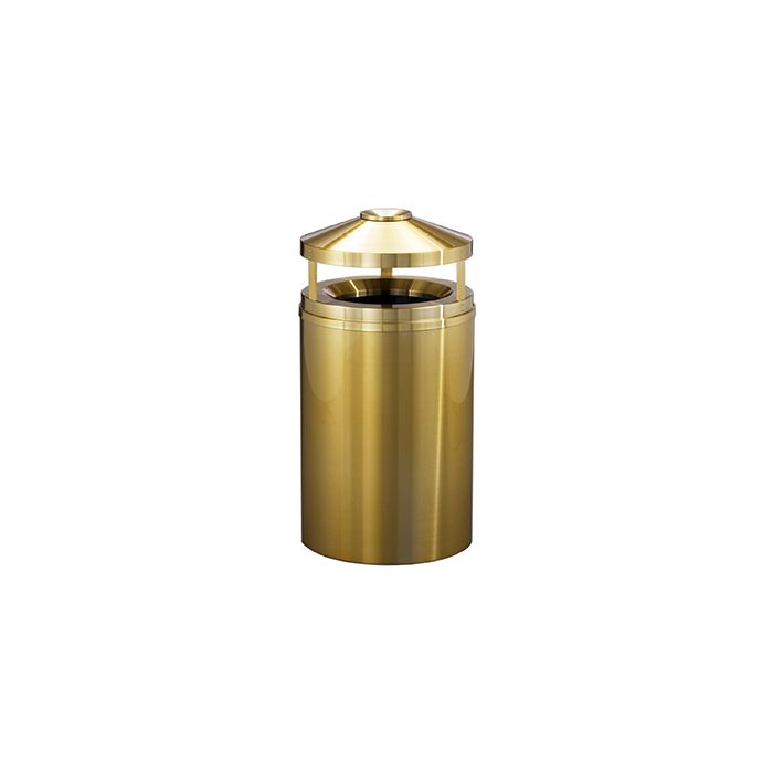 Glaro H2002BE Atlantis "All-Weather" Collection Canopy Top Ash/Trash Receptacle - 33 Gallon Capacity - 20" Dia. x 42" H - Satin Brass