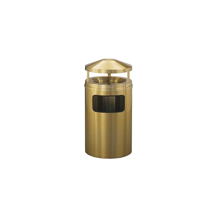 Glaro H2003BE Atlantis "All-Weather" Collection Canopy Top Receptacle with Sand Urn - 17 Gallon Capacity - 20" Dia. x 42" H - Satin Brass