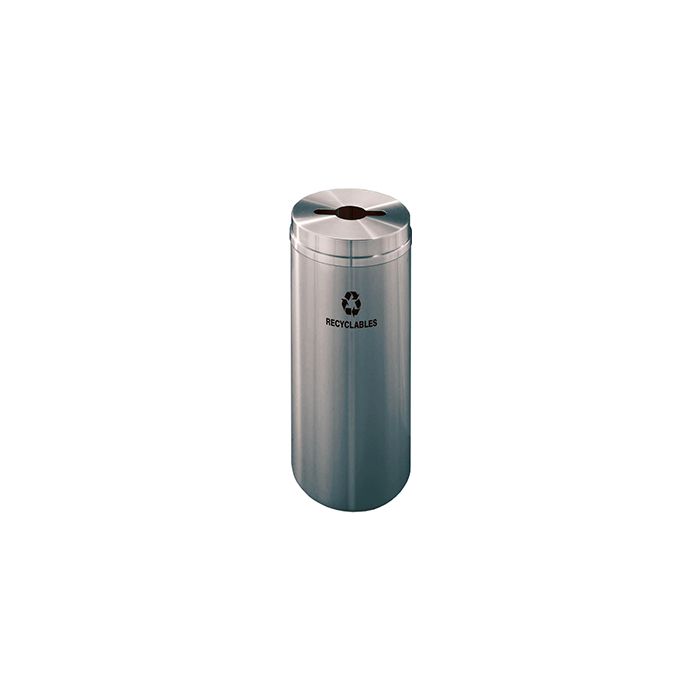 Glaro M1232SA "RecyclePro 1" Receptacle with Multi-Purpose Opening - 12 Gallon Capacity - 12" Dia. x 31" H - Satin Aluminum