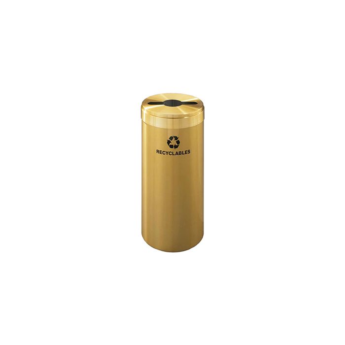 Glaro M1242BE "RecyclePro Value" Receptacle with Multi-Purpose Opening - 15 Gallon Capacity - 12" Dia. x 30" H - Satin Brass