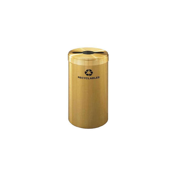 Glaro M1542BE "RecyclePro Value" Receptacle with Multi-Purpose Opening - 23 Gallon Capacity - 15" Dia. x 30" H - Satin Brass