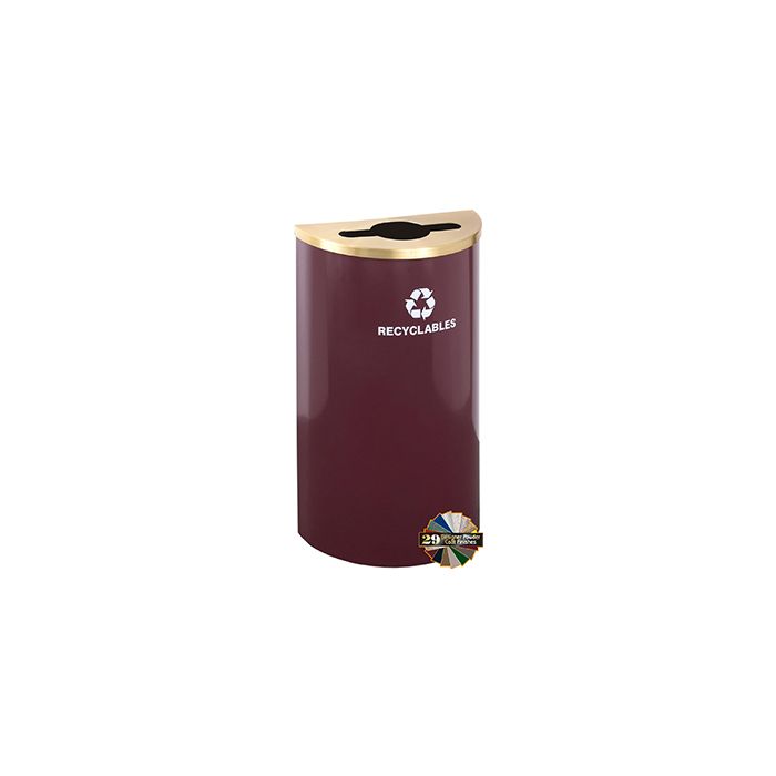 Glaro M1899 RecyclePro Half Round Receptacle with Multi-Purpose Opening - 14 Gallon Capacity - 30" H x 18" W x 9" D - Assorted Colors