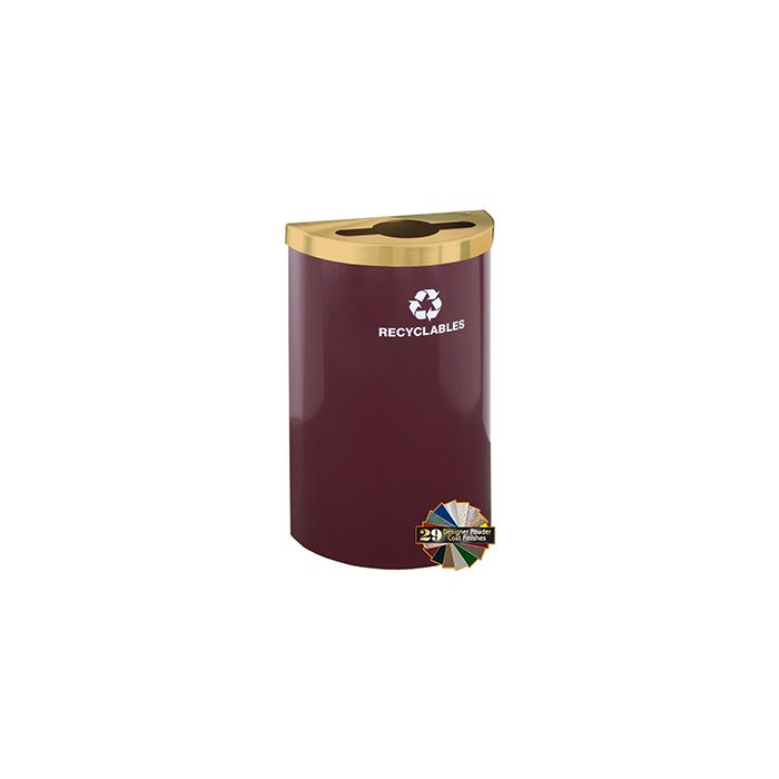 Glaro M1899V RecyclePro Value Half Round Receptacle with Multi-Purpose Opening - 16 Gallon Capacity - 30" H x 18" W x 9" D - Assorted Colors