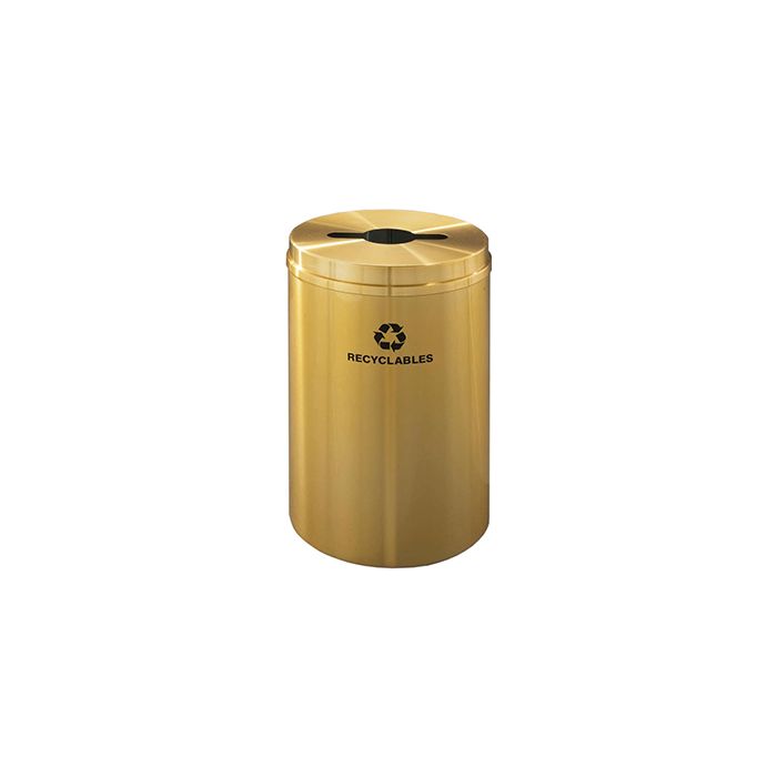 Glaro M2032BE "RecyclePro 1" Receptacle with Multi-Purpose Opening - 33 Gallon Capacity - 20" Dia. x 31" H - Satin Brass