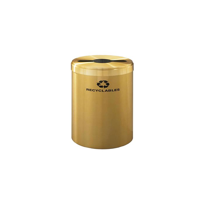 Glaro M2042BE "RecyclePro Value" Receptacle with Multi-Purpose Opening - 41 Gallon Capacity - 20" Dia. x 30" H - Satin Brass