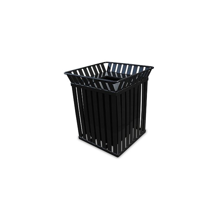 Witt Industries M3601-SQ Oakley Collection Slatted Square Waste Receptacle - 36 Gallon Capacity -  28" Sq x 32.75" H - Silver, Black, Brown, and Green