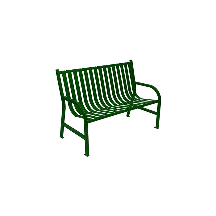 Witt Industries M4-BCH Oakley Collection Slatted Metal Bench - 48" W x 24" D x 34" H - Brown, Black and Green