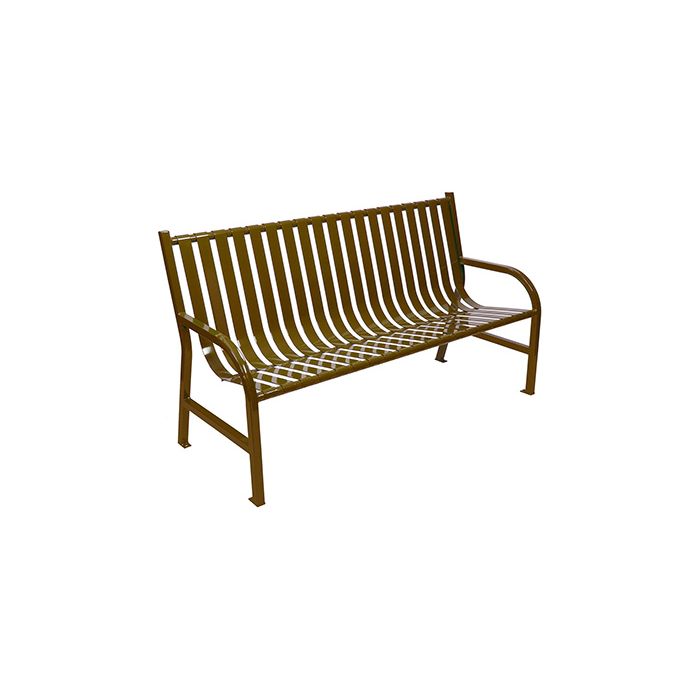 Witt Industries M5-BCH Oakley Collection Slatted Metal Bench - 60" W x 24" D x 34" H - Brown, Black and Green