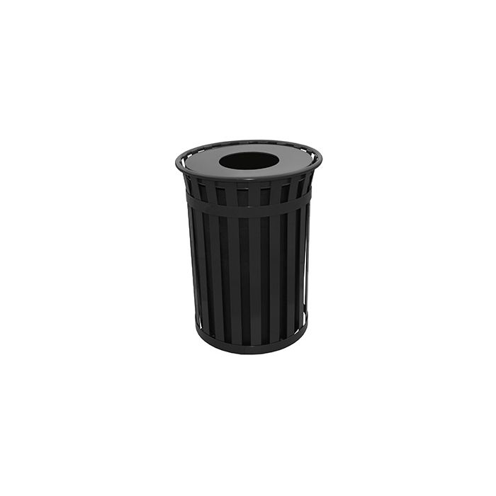 Witt Industries M5001 Oakley Collection Slatted Waste Receptacle - 50 Gallon Capacity -  28" dia x 36" H  - Silver, Black, Brown, and Green