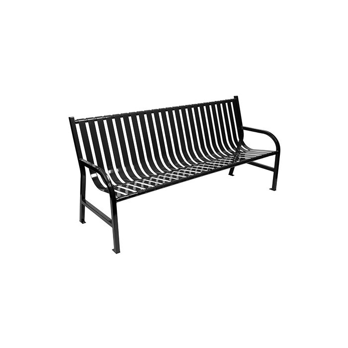 Witt Industries M6-BCH Oakley Collection Slatted Metal Bench - 72" W x 24" D x 34" H - Brown, Black and Green