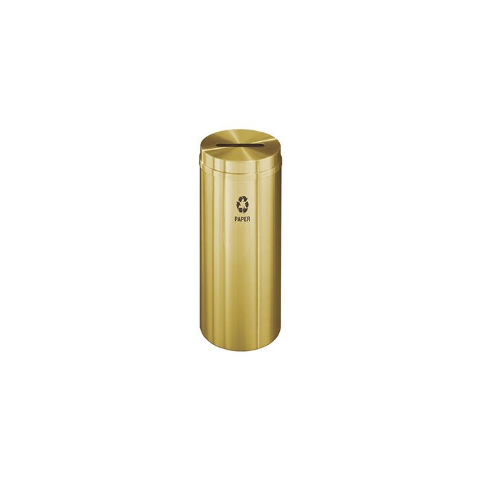 Glaro P1232BE "RecyclePro 1" Receptacle with Slot Opening - 12 Gallon Capacity - 12" Dia. x 31" H - Satin Brass