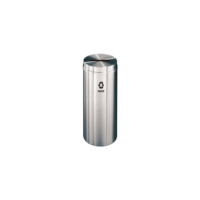 Glaro P1232SA "RecyclePro 1" Receptacle with Slot Opening - 12 Gallon Capacity - 12" Dia. x 31" H - Satin Aluminum