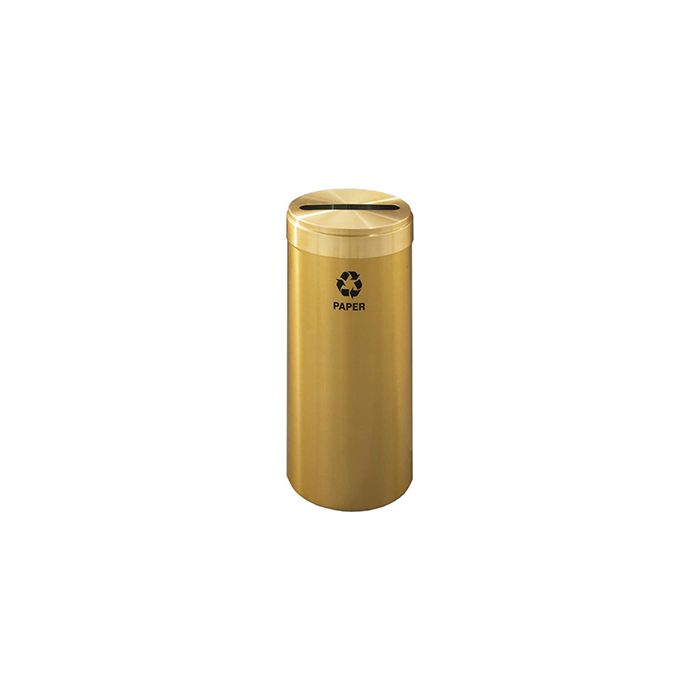 Glaro P1242BE "RecyclePro Value" Receptacle with Slot Opening - 15 Gallon Capacity - 12" Dia. x 30" H - Satin Brass