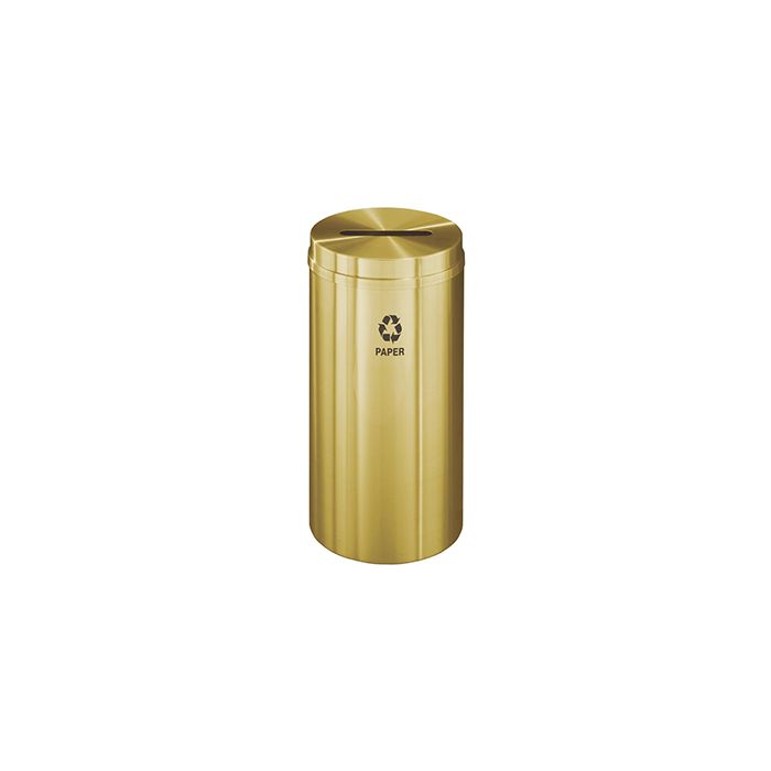 Glaro P1532BE "RecyclePro 1" Receptacle with Slot Opening - 16 Gallon Capacity - 15" Dia. x 31" H - Satin Brass