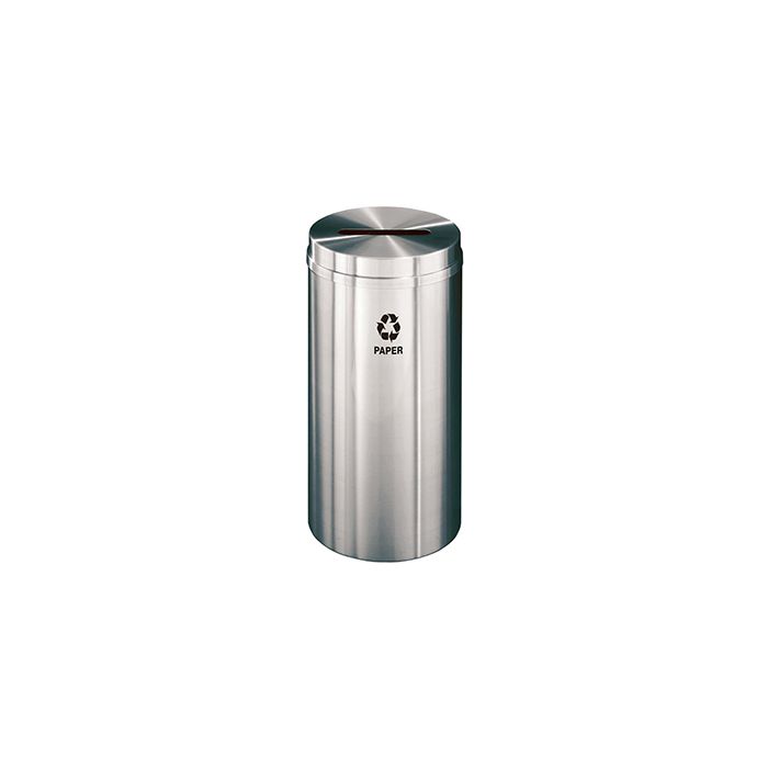 Glaro P1532SA "RecyclePro 1" Receptacle with Slot Opening - 16 Gallon Capacity - 15" Dia. x 31" H - Satin Aluminum