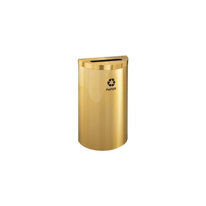 Glaro P1899VBE RecyclePro Value Half Round Receptacle with Slot Opening - 16 Gallon Capacity - 30" H x 18" W x 9" D - Satin Brass