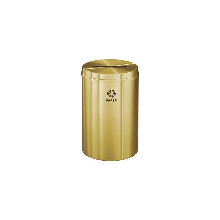 Glaro P2032BE "RecyclePro 1" Receptacle with Slot Opening - 33 Gallon Capacity - 20" Dia. x 31" H - Satin Brass