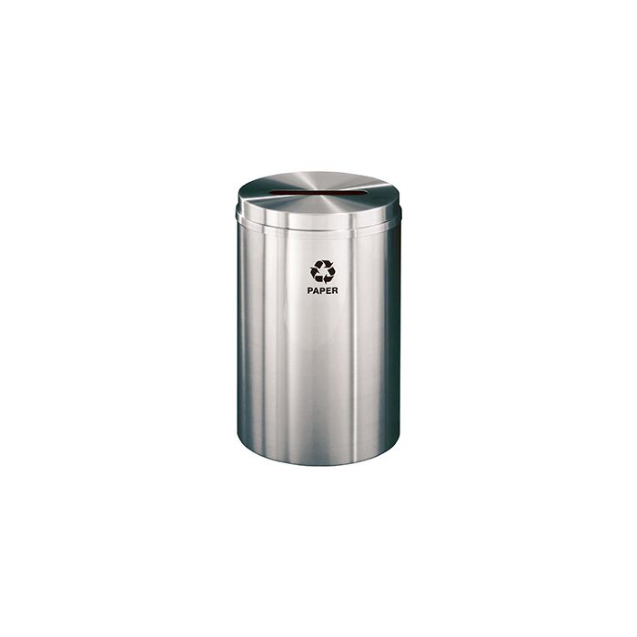 Glaro P2032SA "RecyclePro 1" Receptacle with Slot Opening - 33 Gallon Capacity - 20" Dia. x 31" H - Satin Aluminum