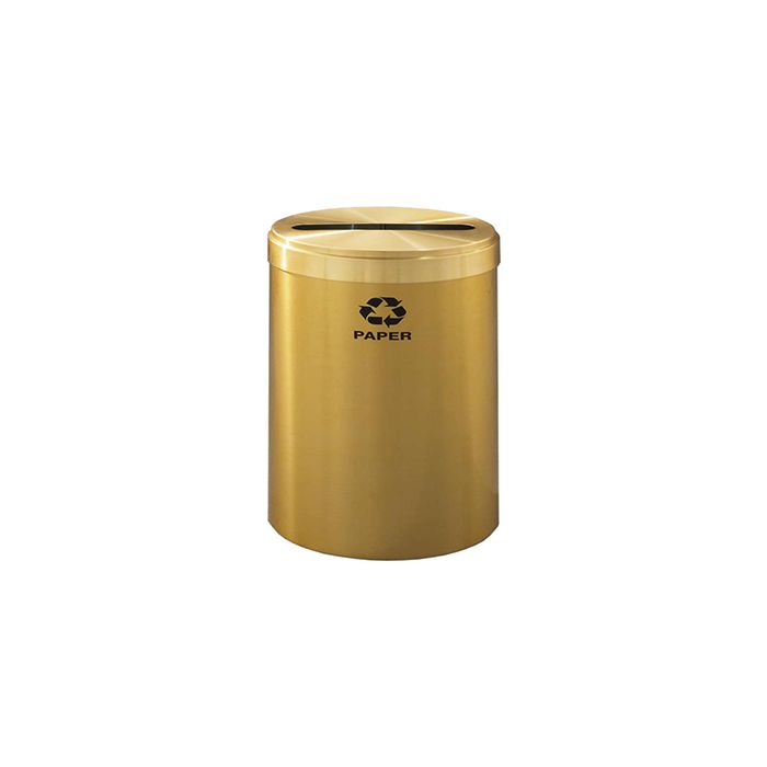 Glaro P2042BE "RecyclePro Value" Receptacle with Slot Opening - 41 Gallon Capacity - 20" Dia. x 30" H - Satin Brass