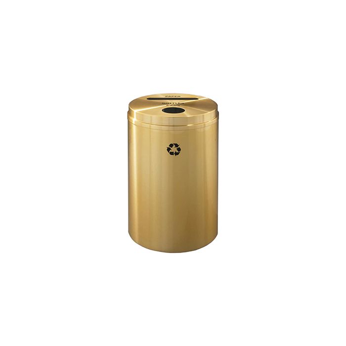 Glaro PC2032BE "RecyclePro 2" Receptacle with Paper Slot and Round Opening - 33 Gallon Capacity - 20" Dia. x 31" H - Satin Brass