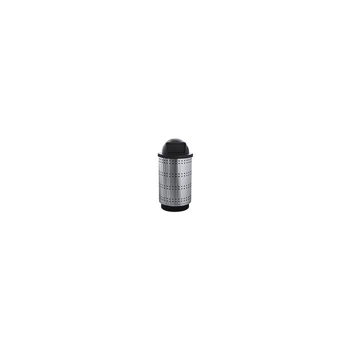 Witt Industries PC55P-SP1-DT Paramount Collection Perforated Receptacle with Dome Top Lid - 55 Gallon Capacity - 23 1/2" Dia. x 49" H - Stainless Steel in Color