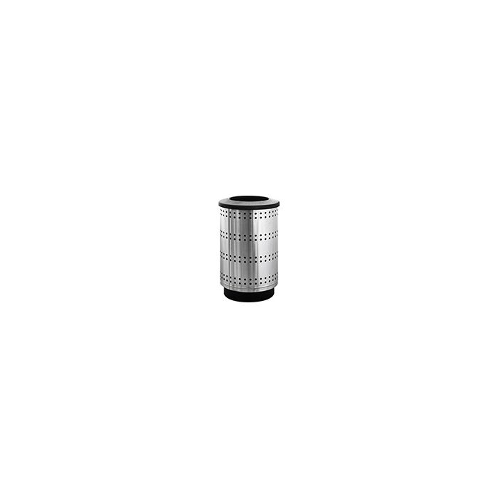 Witt Industries PC55P-SP1-FT Paramount Collection Perforated Receptacle with Flat Top Lid - 55 Gallon Capacity - 23 1/2" Dia. x 40" H - Stainless Steel in Color