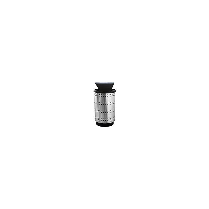 Witt Industries PC55P-SP1-HT Paramount Collection Perforated Receptacle with Hood Top Lid - 55 Gallon Capacity - 23 1/2" Dia. x 49" H - Stainless Steel in Color