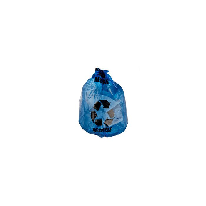 Pitt Plastics REC3046L Blue Recycle Trash Bags with Imprinted Black Recycle Logo - 30 x 46 - 23-38 Gallon Capacity - Extra Heavy Duty - 1.2 Mil - 100 per case