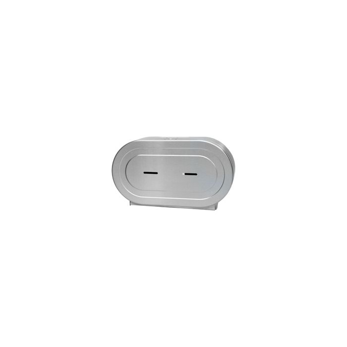 Palmer Fixture RD0327-09F 9" Twin Jumbo Tissue Dispenser with 2 1/4" Stub & 3 3/8" Adaptors , 5.15lbs - Brushed Stainless in Color