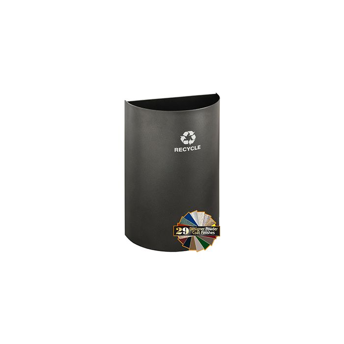 Glaro RO1899 RecyclePro Half Round Open Top Receptacle - 16 Gallon Capacity - 18" W x 9" D x 29" H - Assorted Colors