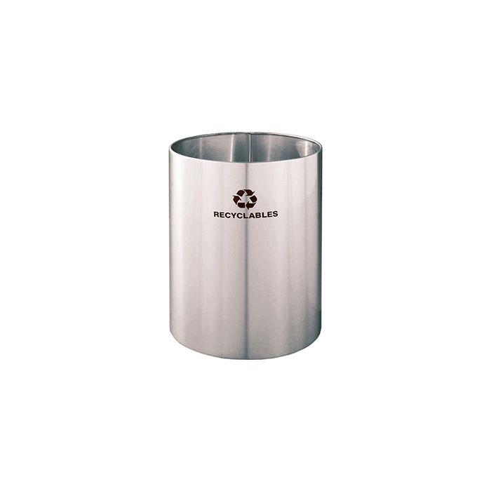 Glaro RO2029SA RecyclePro Wastebasket - 39 Gallon Capacity - 20" Dia. x 29" H - Satin Aluminum