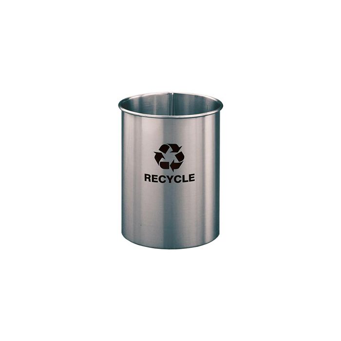 Glaro RO66SA RecyclePro Wastebasket - 5 Gallon Capacity - 10" Dia. x 15" H - Satin Aluminum