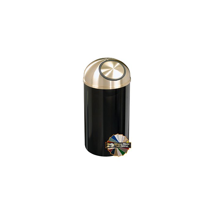 Glaro S1540 Mount Everest Dome Top Receptacle - 12 Gallon Capacity - 15" Dia. x 30" H - Satin Brass Cover