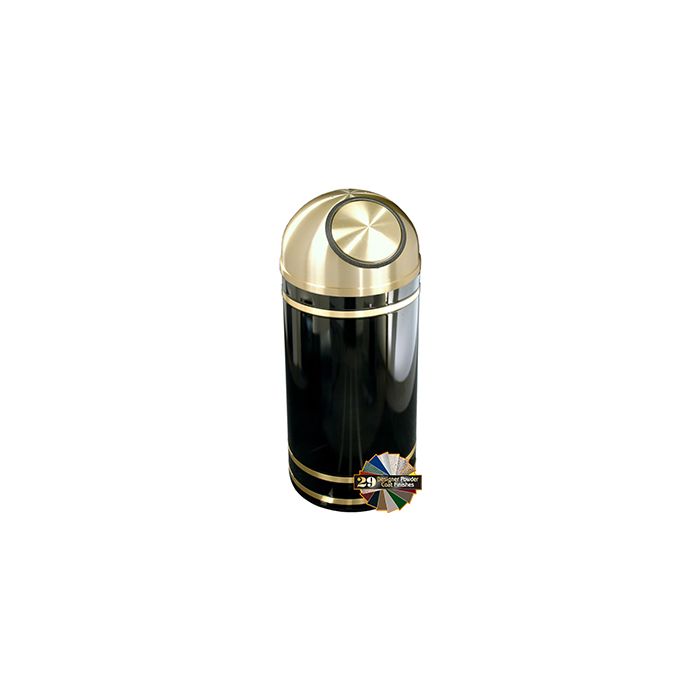 Glaro S1555 Monte Carlo Collection Dome Top Receptacle - 16 Gallon Capacity - 15" Dia. x 36" H - Satin Brass Accents