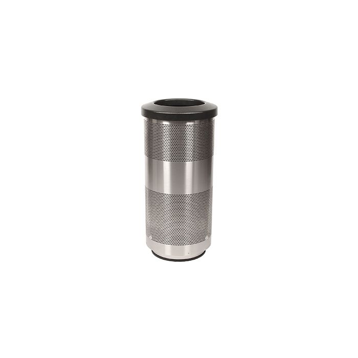 Witt Industries SC10-01-SS Stadium Series Waste Receptacle with Flat Top Lid - 10 Gallon Capacity - 12" Dia. x 26" H - Stainless Steel in Color