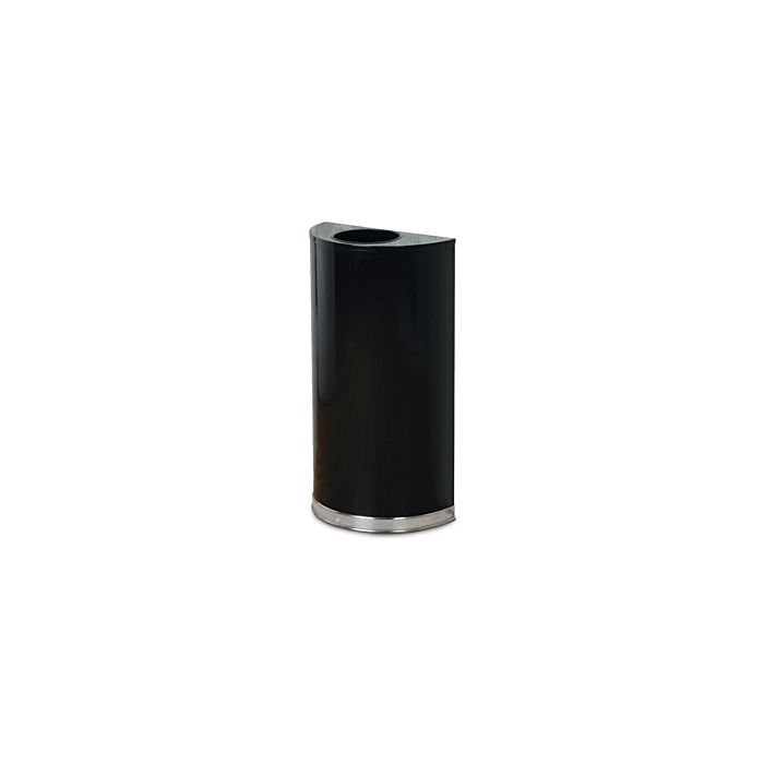 Rubbermaid / United Receptacle SO1220B Designer Line Open Top Half Round Garbage Can - 12 Gallon Capacity - 18" W x 32" H x 9" D - Black/Chrome