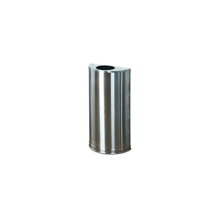 Rubbermaid / United Receptacle SO12SSS Designer Line Open Top Half Round Trash Can - 12 Gallon Capacity - 18" W x 32" H x 9" D - Satin Stainless Steel