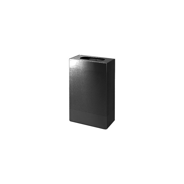 Rubbermaid / United Receptacle SR14ETBK Rectangular Designer Line Silhouette Open Top Trash Can - 25 Gallon Capacity - 19 1/2" W x 30" H x 10" Dp. - Black