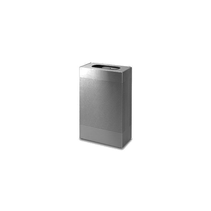 Rubbermaid / United Receptacle SR14ESM Rectangular Designer Line Silhouette Open Top Trash Can - 25 Gallon Capacity - 19 1/2" W x 30" H x 10" Dp. - Silver Metallic