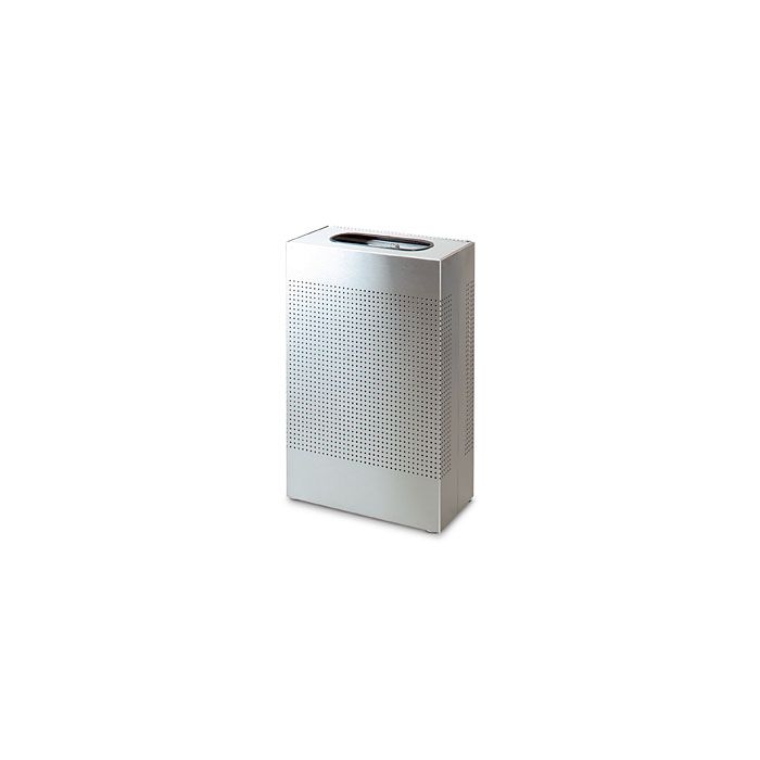 Rubbermaid / United Receptacle SR14SS Rectangular Designer Line Silhouette Open Top Trash Can - 25 Gallon Capacity - 19 1/2" W x 30" H x 10" Dp. - Satin Stainless Steel