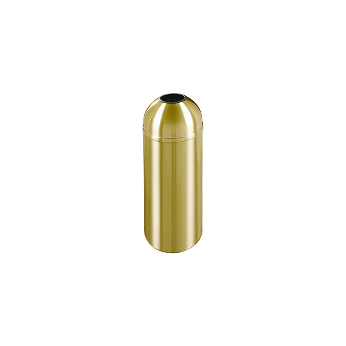 Glaro T1230BE Atlantis "All-Weather" Collection Open Dome Top Receptacle - 8 Gallon Capacity - 12" Dia. x 30" H - Satin Brass