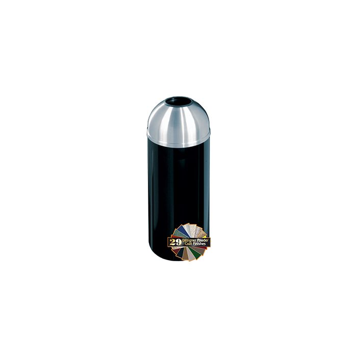 Glaro T1230 Mount Everest Open Dome Top Receptacle - 8 Gallon Capacity - 12" Dia. x 30" H - Satin Aluminum Cover