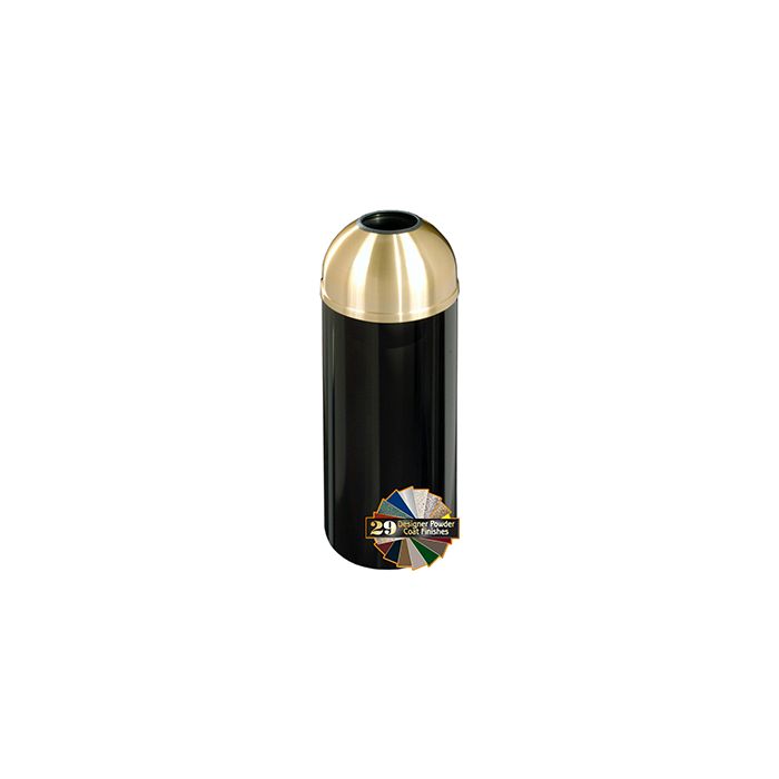 Glaro T1241 Mount Everest Open Dome Top Receptacle - 8 Gallon Capacity - 12" Dia. x 30" H - Satin Brass Cover