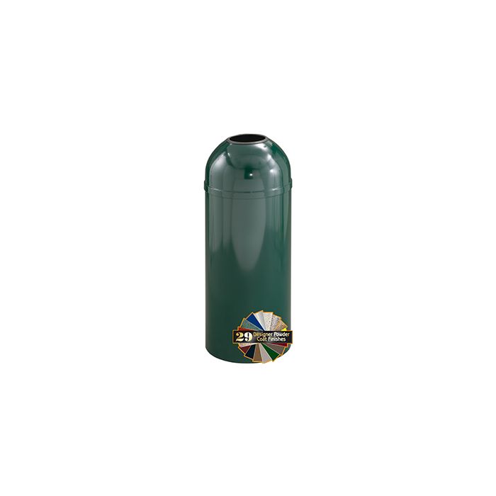 Glaro T1251 Mount Everest Open Dome Top Receptacle - 8 Gallon Capacity - 12" Dia. x 30" H - Matching Enamel Cover