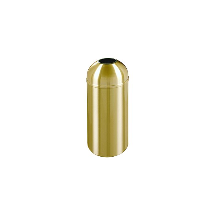 Glaro T1536BE Atlantis "All-Weather" Collection Open Dome Top Receptacle - 16 Gallon Capacity - 15" Dia. x 36" H - Satin Brass