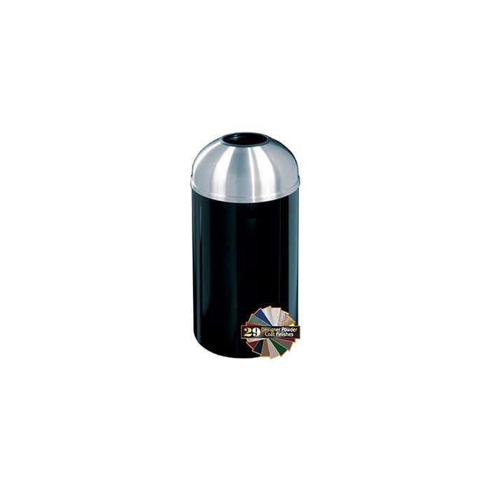 Glaro T1536 Mount Everest Open Dome Top Receptacle - 16 Gallon Capacity - 15" Dia. x 36" H - Satin Aluminum Cover