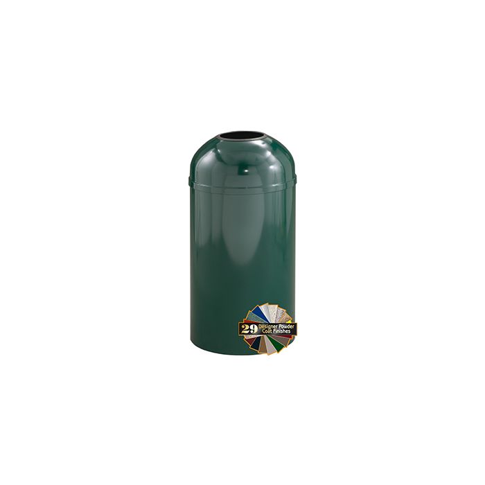 Glaro T1550 Mount Everest Open Dome Top Receptacle - 12 Gallon Capacity - 15" Dia. x 30" H - Matching Enamel Cover