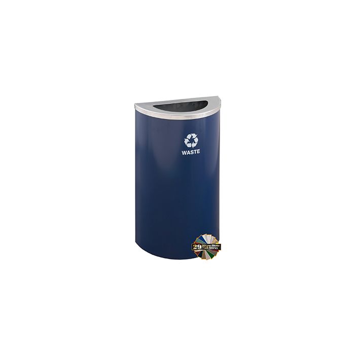 Glaro T1899 RecyclePro Half Round Receptacle with Half Round Opening - 14 Gallon Capacity - 30" H x 18" W x 9" D - Assorted Colors