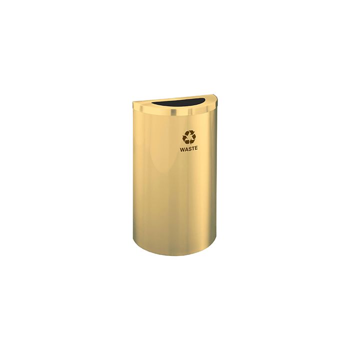 Glaro T1899VBE RecyclePro Value Half Round Receptacle with Half Round Opening - 16 Gallon Capacity - 30" H x 18" W x 9" D - Satin Brass