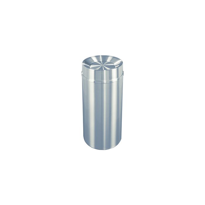 Glaro TA1533SA New Yorker Collection Tip Action Self Closing Receptacle - 16 Gallon Capacity - 15" Dia. x 33" H - Satin Aluminum